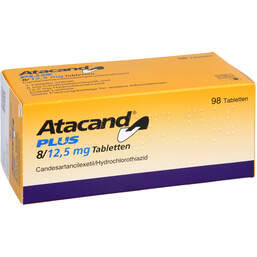 Abbildung: Atacand plus 8 / 12,5 mg Tabletten 98 St, Tabletten PZN 01581737