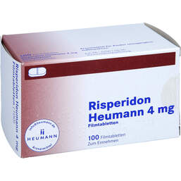 Abbildung: Risperidon Heumann 4 mg Filmtabletten 100 St, Filmtabletten PZN 01584090