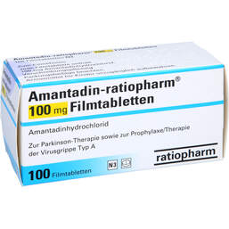 Abbildung: Amantadin ratiopharm 100 mg Filmtabletten 100 St, Filmtabletten PZN 01585882