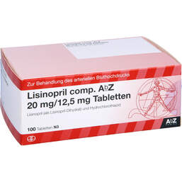 Abbildung: Lisinopril comp. AbZ 20 / 12,5 mg Tabletten 100 St, Tabletten PZN 01588231