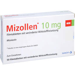 Abbildung: Mizollen 10 mg Filmtabletten 50 St, Filmtabletten PZN 01588544