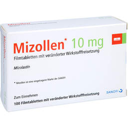 Abbildung: Mizollen 10 mg Filmtabletten 100 St, Filmtabletten PZN 01588627