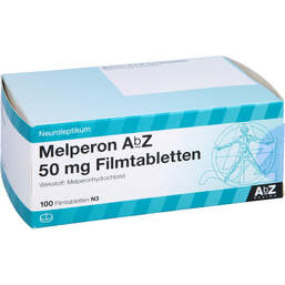 Abbildung: Melperon AbZ 50 mg Filmtabletten 100 St, Filmtabletten PZN 01591500