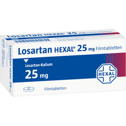 Abbildung: Losartan Hexal 25mg Filmtabletten 28 St, Filmtabletten PZN 01592221