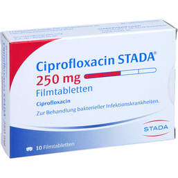 Abbildung: Ciprofloxacin STADA 250 mg Filmtabletten 10 St, Filmtabletten PZN 01592675