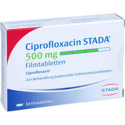 Abbildung: Ciprofloxacin STADA 500 mg Filmtabletten 10 St, Filmtabletten PZN 01592793