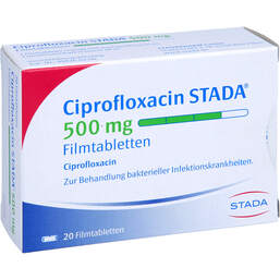Abbildung: Ciprofloxacin STADA 500 mg Filmtabletten 20 St, Filmtabletten PZN 01592830