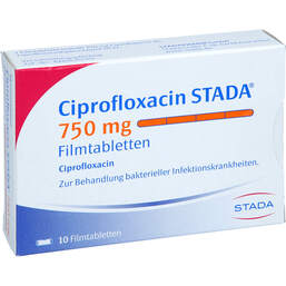 Abbildung: Ciprofloxacin STADA 750 mg Filmtabletten 10 St, Filmtabletten PZN 01592876