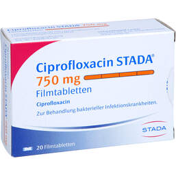 Abbildung: Ciprofloxacin STADA 750 mg Filmtabletten 20 St, Filmtabletten PZN 01592882