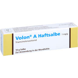 Abbildung: Volon A Haftsalbe 10 g, Salbe zur Anwendung in der Mundhöhle PZN 01594993