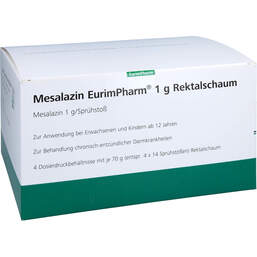 Abbildung: Mesalazin Eurim Pharm 1 g Re 4X70 g, Rektalschaum PZN 01596590