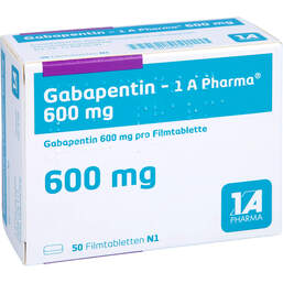 Abbildung: Gabapentin 1A Pharma 600 mg Filmtabletten 50 St, Filmtabletten PZN 01602592