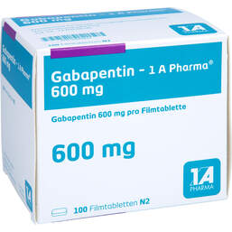 Abbildung: Gabapentin 1A Pharma 600 mg Filmtabletten 100 St, Filmtabletten PZN 01602623