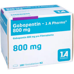 Abbildung: Gabapentin 1A Pharma 800 mg Filmtabletten 100 St, Filmtabletten PZN 01602729