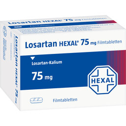 Abbildung: Losartan Hexal 75mg Filmtabletten 98 St, Filmtabletten PZN 01606012