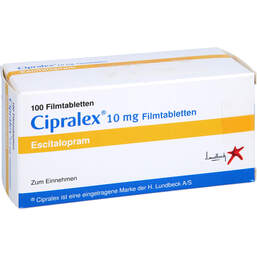 Abbildung: Cipralex 10 mg Filmtabletten 100 St, Filmtabletten PZN 01610278