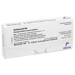 Abbildung: Antimonit D 6 Ampullen Ampullen, 8 St PZN 01617369