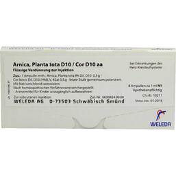 Abbildung: Arnica Planta Tota D10 / Cor D10 aa Ampullen 8X1 ml, Ampullen PZN 01618452
