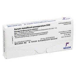 Abbildung: Aurum metallicum Präparat D 30 Ampullen Ampullen, 8 St PZN 01618914