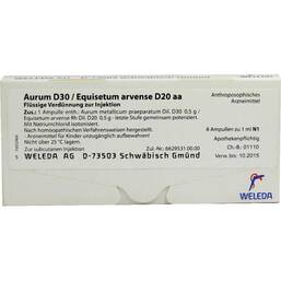 Abbildung: Aurum D30 / Equiset.arvense D20 aa Ampullen 8X1 ml, Ampullen PZN 01619138