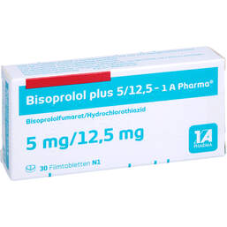 Abbildung: Bisoprolol plus 5 / 12,5 1A Pharma Filmtabletten 30 St, Filmtabletten PZN 01620437