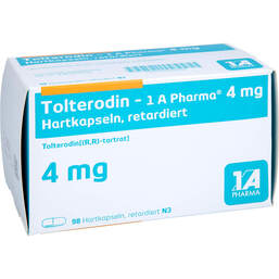 Abbildung: Tolterodin 1A Pharma 4 mg Hartkapseln retardiert 98 St, Retard-Kapseln PZN 01620704