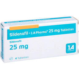 Abbildung: Sildenafil 1A Pharma 25 mg Tabletten 4 St, Tabletten PZN 01620756