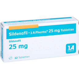 Abbildung: Sildenafil 1A Pharma 25 mg Tabletten 12 St, Tabletten PZN 01620762