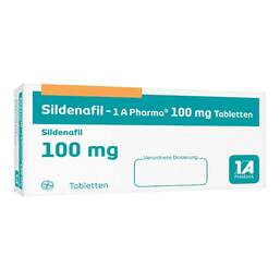 Abbildung: Sildenafil 1A Pharma 100 mg Tabletten 12 St, Tabletten PZN 01620839