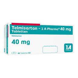 Abbildung: Telmisartan 1A Pharma 40 mg Tabletten 98 St, Tabletten PZN 01620934