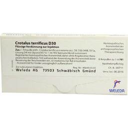 Abbildung: Crotalus Terrificus D 30 Ampullen Ampullen, 8X1 ml PZN 01621253