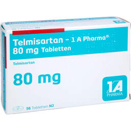 Abbildung: Telmisartan 1A Pharma 80 mg Tabletten 56 St, Tabletten PZN 01621307
