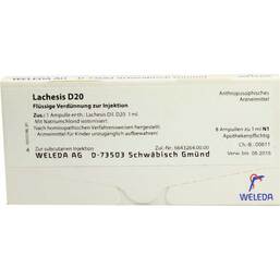 Abbildung: Lachesis D 20 Ampullen 8X1 ml, Ampullen PZN 01623625