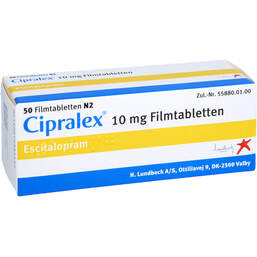 Abbildung: Cipralex 10 mg Filmtabletten 50 St, Filmtabletten PZN 01638555