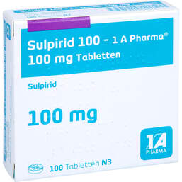 Abbildung: Sulpirid 100 1A Pharma Tabletten 100 St, Tabletten PZN 01639572