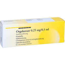 Abbildung: Orgalutran 0,25 mg / 0,5 ml Injektionslösung 1X5 St, Injektionslösung PZN 01642924