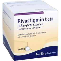 Abbildung: Rivastigmin beta 9,5 mg / 24 Std.transderm.Pflaster 90 St, Pflaster transdermal PZN 01647749