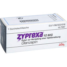Abbildung: Zyprexa 10 mg Pulver zur Herstellung e. Infusionslösung intramuskulär 1 St, Pulver zur Herstellung einer Injektionslösung PZN 01658807