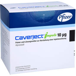 Abbildung: Caverject Impuls 10 µg Zw 10 St, Pulver u. Lösungsmittel zur Herstellung einer Injektionslsg. PZN 01658859