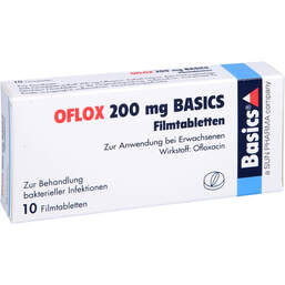 Abbildung: Oflox 200 mg Basics Filmtabletten 10 St, Filmtabletten PZN 01661703