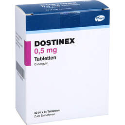 Abbildung: Dostinex 0,5 mg Tabletten 32 St, Tabletten PZN 01662393