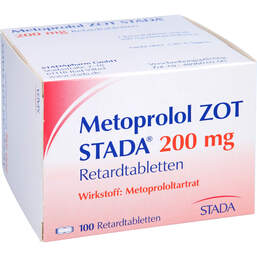 Abbildung: Metoprolol Zot STADA 200 mg Retardtabletten 100 St, Retard-Tabletten PZN 01663300