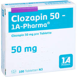 Abbildung: Clozapin 50 1A Pharma Tabletten 100 St, Tabletten PZN 01664073