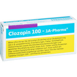 Abbildung: Clozapin 100 1A Pharma Tabletten 20 St, Tabletten PZN 01664096