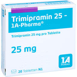 Abbildung: Trimipramin 25 1A Pharma Tabletten 20 St, Tabletten PZN 01664179
