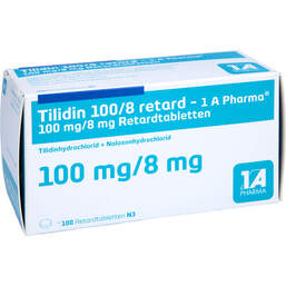 Abbildung: Tilidin 100 / 8 mg retard 1A P 100 St, Retard-Tabletten PZN 01666617