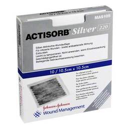 Abbildung: Actisorb 220 Silver 10,5x10,5 cm steril Kompressen 10 St, Kompressen PZN 01666706