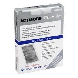 Abbildung: Actisorb 220 Silver 9,5x6,5 10 St, Kompressen PZN 01666729
