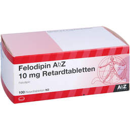 Abbildung: Felodipin AbZ 10 mg retard T 100 St, Retard-Tabletten PZN 01680296