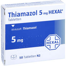 Abbildung: Thiamazol 5 mg Hexal Tabletten 50 St, Tabletten PZN 01680617